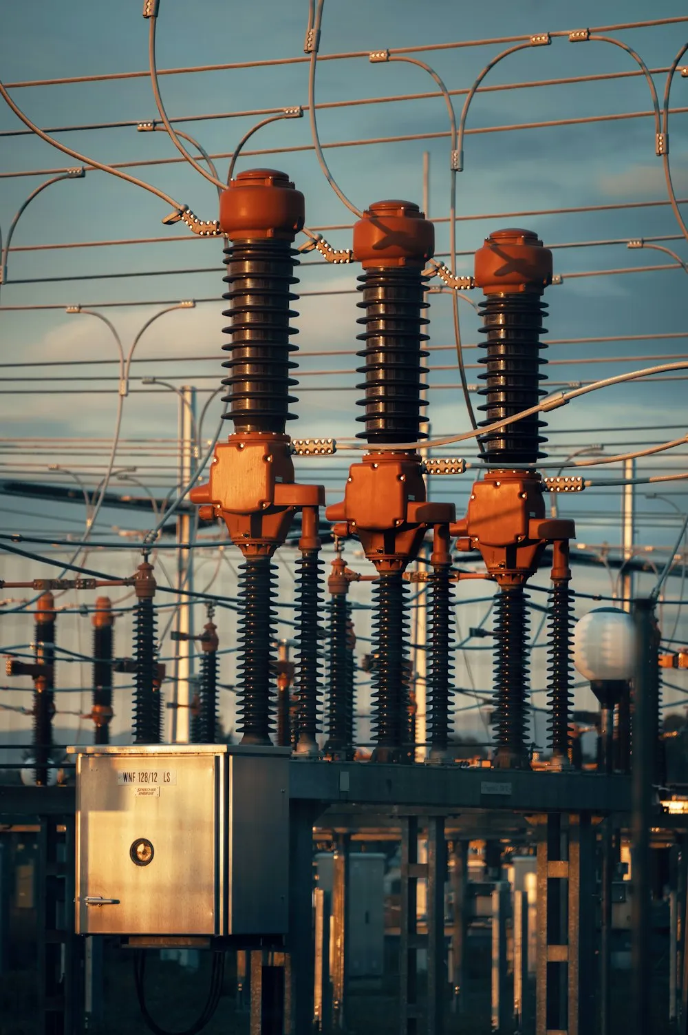 High-voltage substation switchgear and insulators